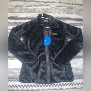 NWT Columbia Women's Fire Side Sherpa Full Zip Fleece in Shark Dark Grey Medium